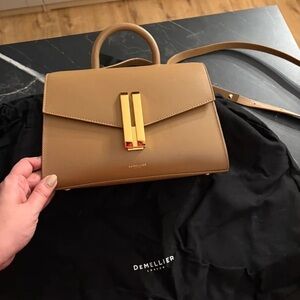 DeMellier Vancouver Camel Satchel with Gold Accents